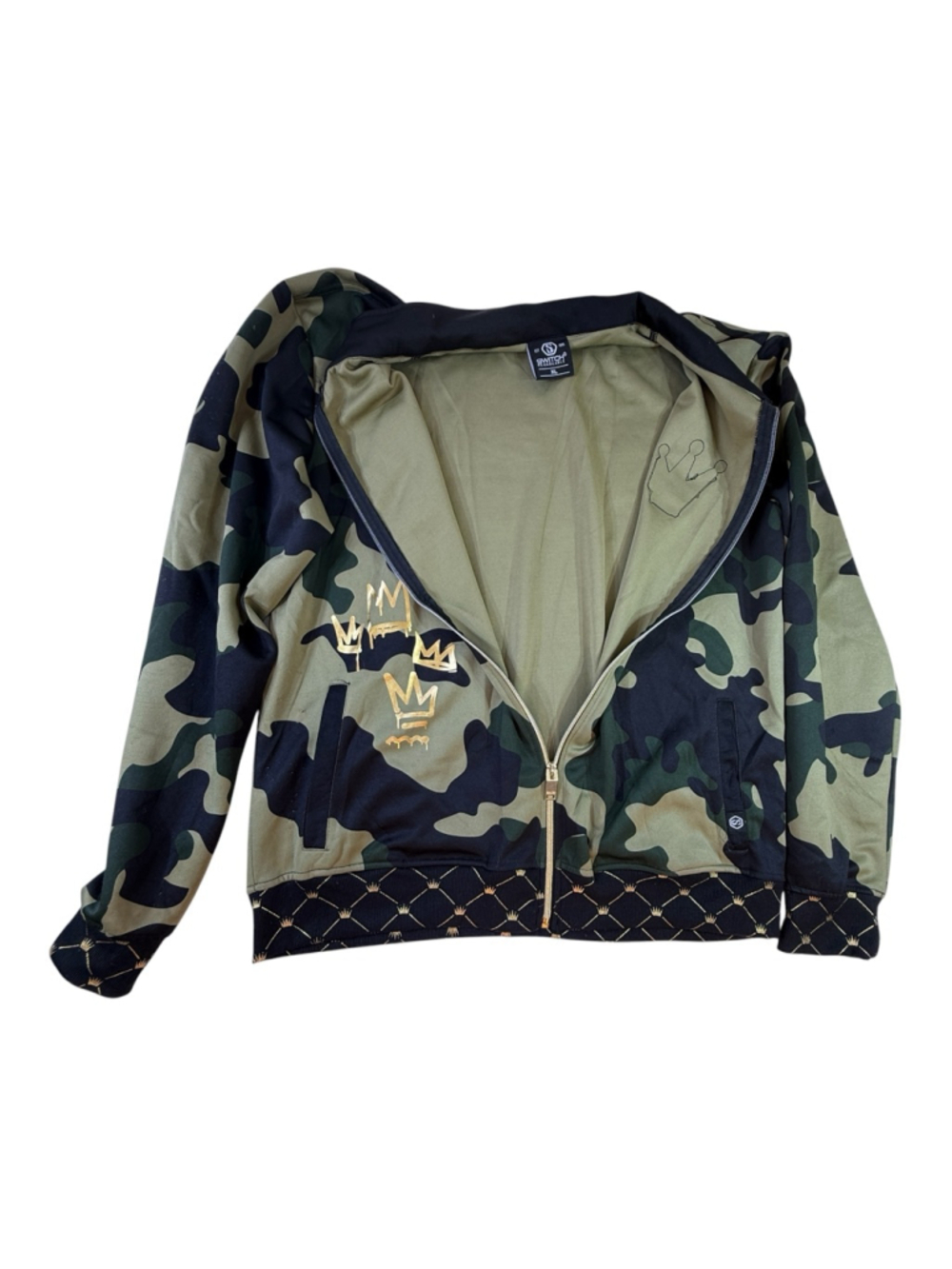 Switch Remarkable Camo Zip Up Jacket XL Green Black Gold Crown Streetwear Lightw